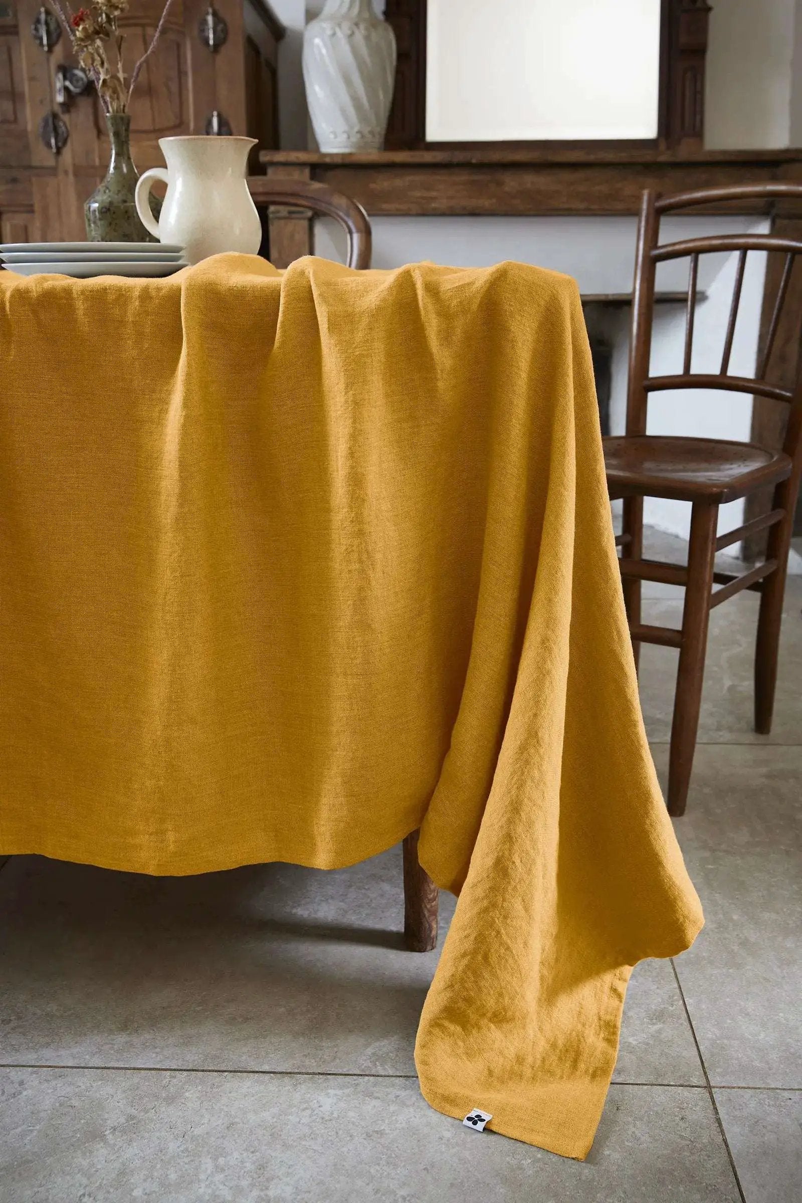 Nappe rectangle Lin lavé SOLINE Miel by L'effet papillon