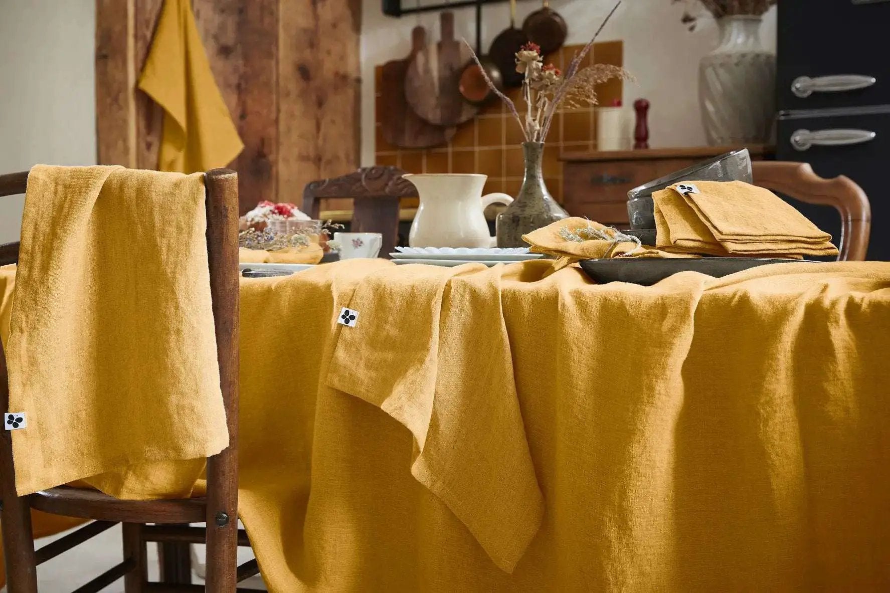 Nappe rectangle Lin lavé SOLINE Miel by L'effet papillon