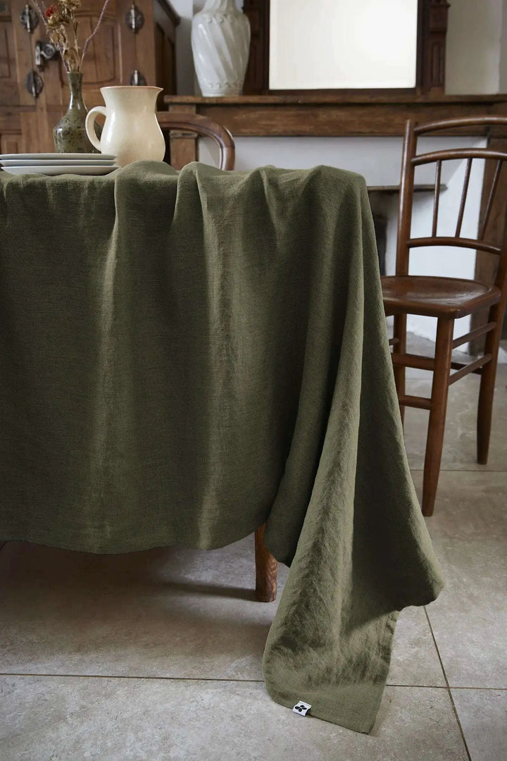 Nappe rectangle Lin lavé SOLINE Thym by L'effet papillon