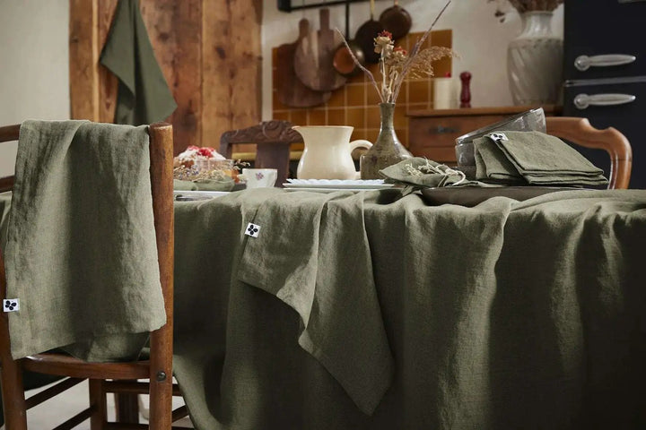 Nappe rectangle Lin lavé SOLINE Thym by L'effet papillon