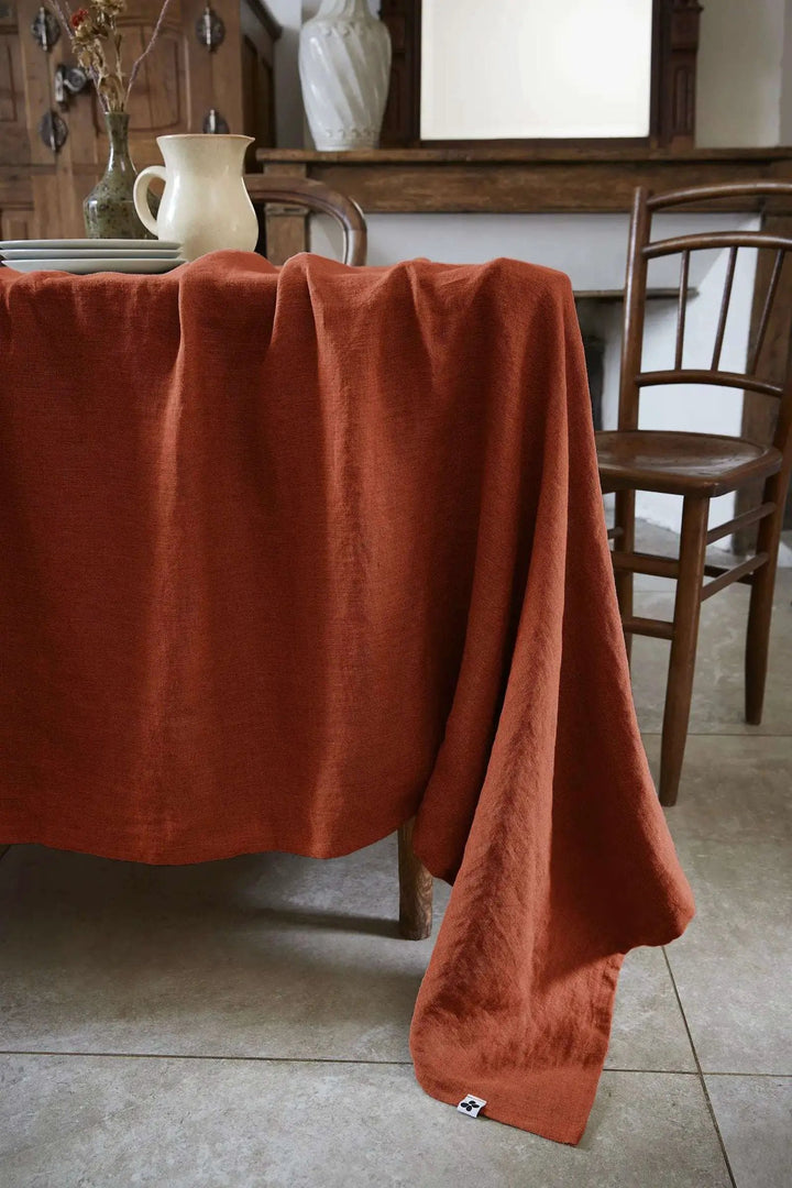 Nappe rectangle Lin lavé SOLINE Paprika by L'effet papillon