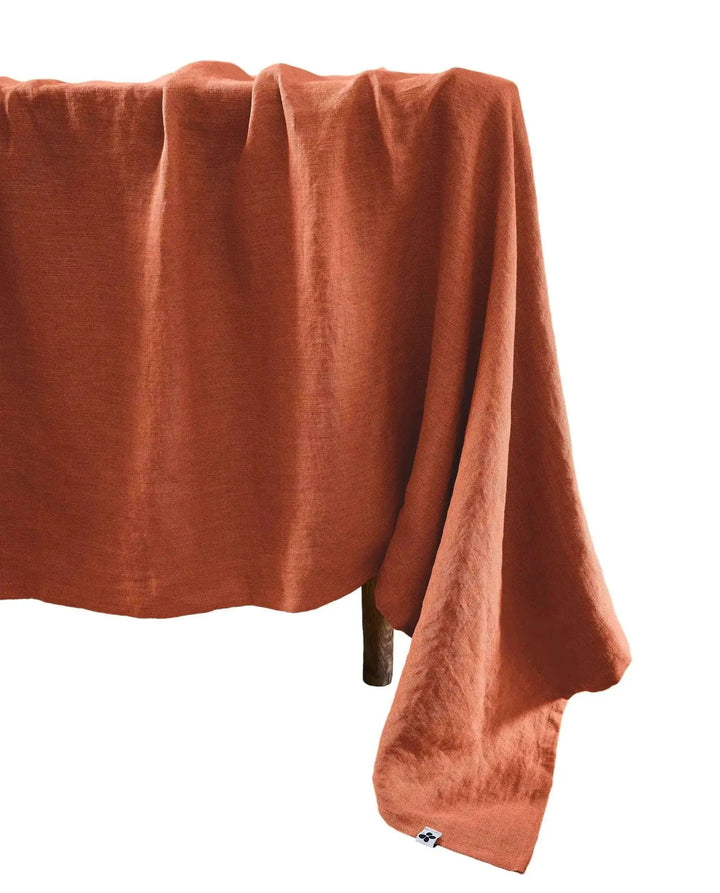 Nappe rectangle Lin lavé SOLINE Paprika by L'effet papillon