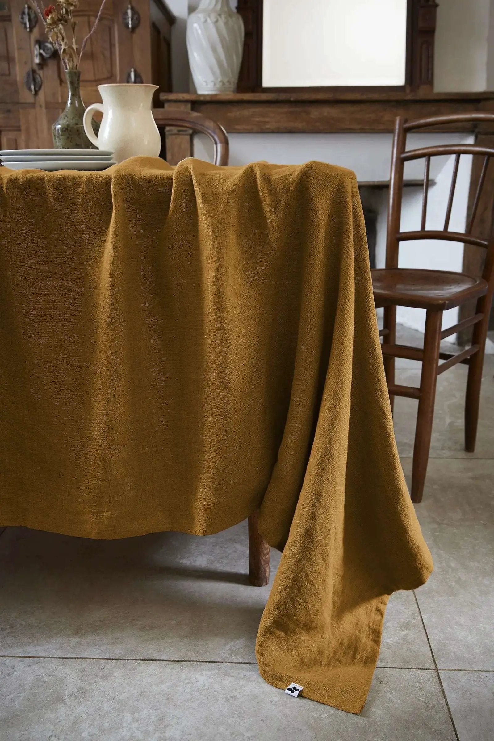 Nappe rectangle Lin lavé SOLINE Caramel by L'effet papillon