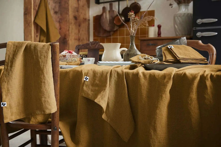 Nappe rectangle Lin lavé SOLINE Caramel by L'effet papillon