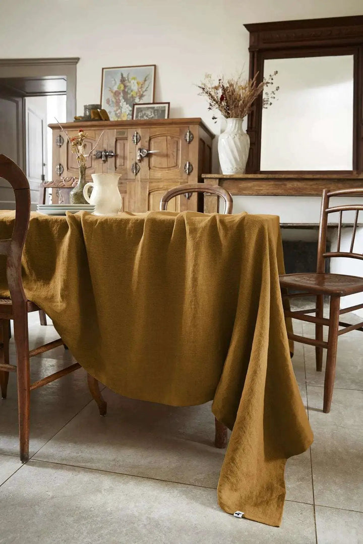 Nappe rectangle Lin lavé SOLINE Caramel by L'effet papillon