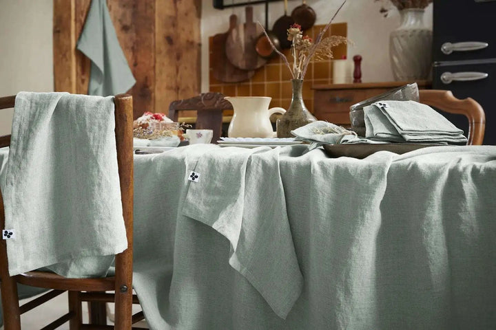 Nappe rectangle Lin lavé SOLINE Eucalyptus by L'effet papillon