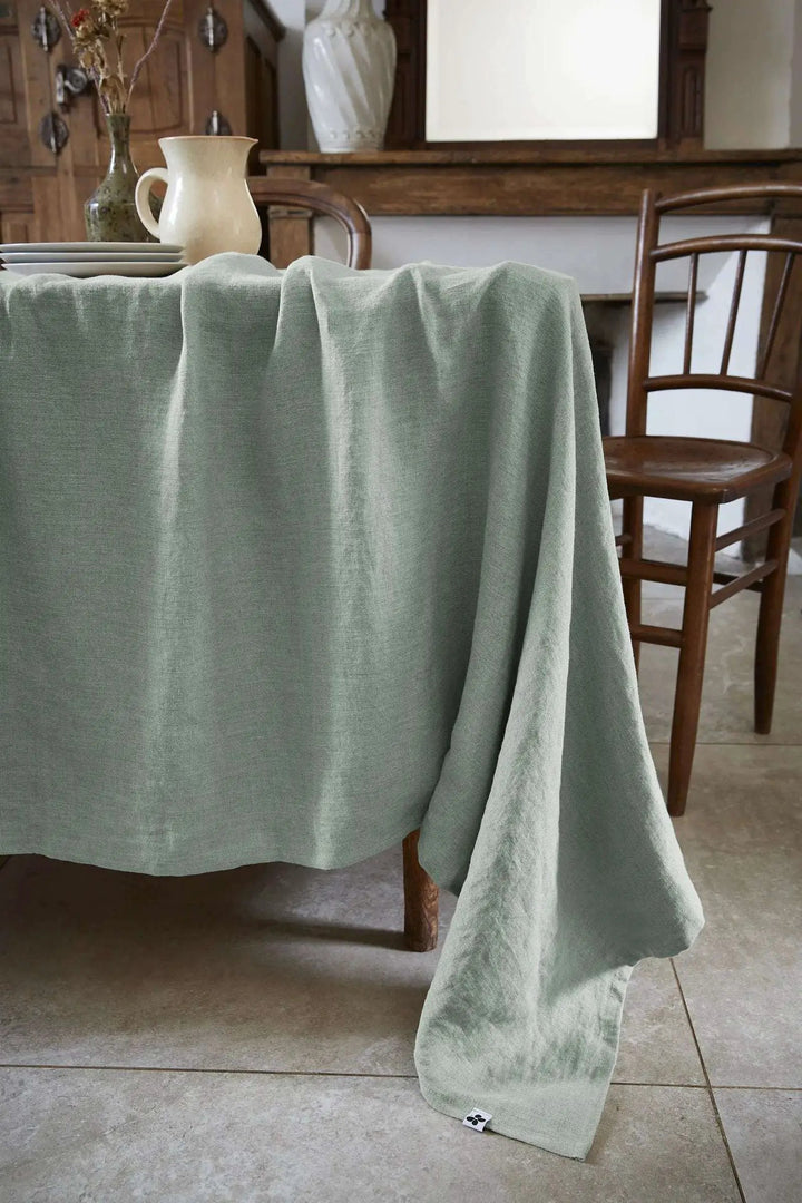 Nappe rectangle Lin lavé SOLINE Eucalyptus by L'effet papillon