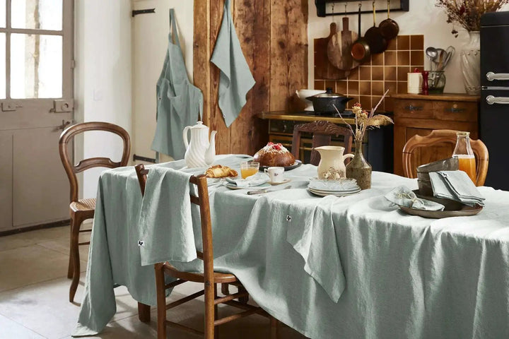 Nappe rectangle Lin lavé SOLINE Eucalyptus by L'effet papillon
