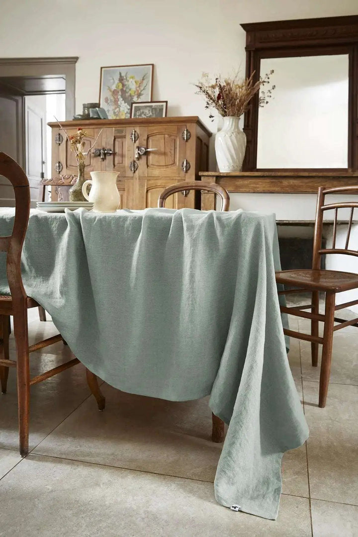 Nappe rectangle Lin lavé SOLINE Eucalyptus by L'effet papillon