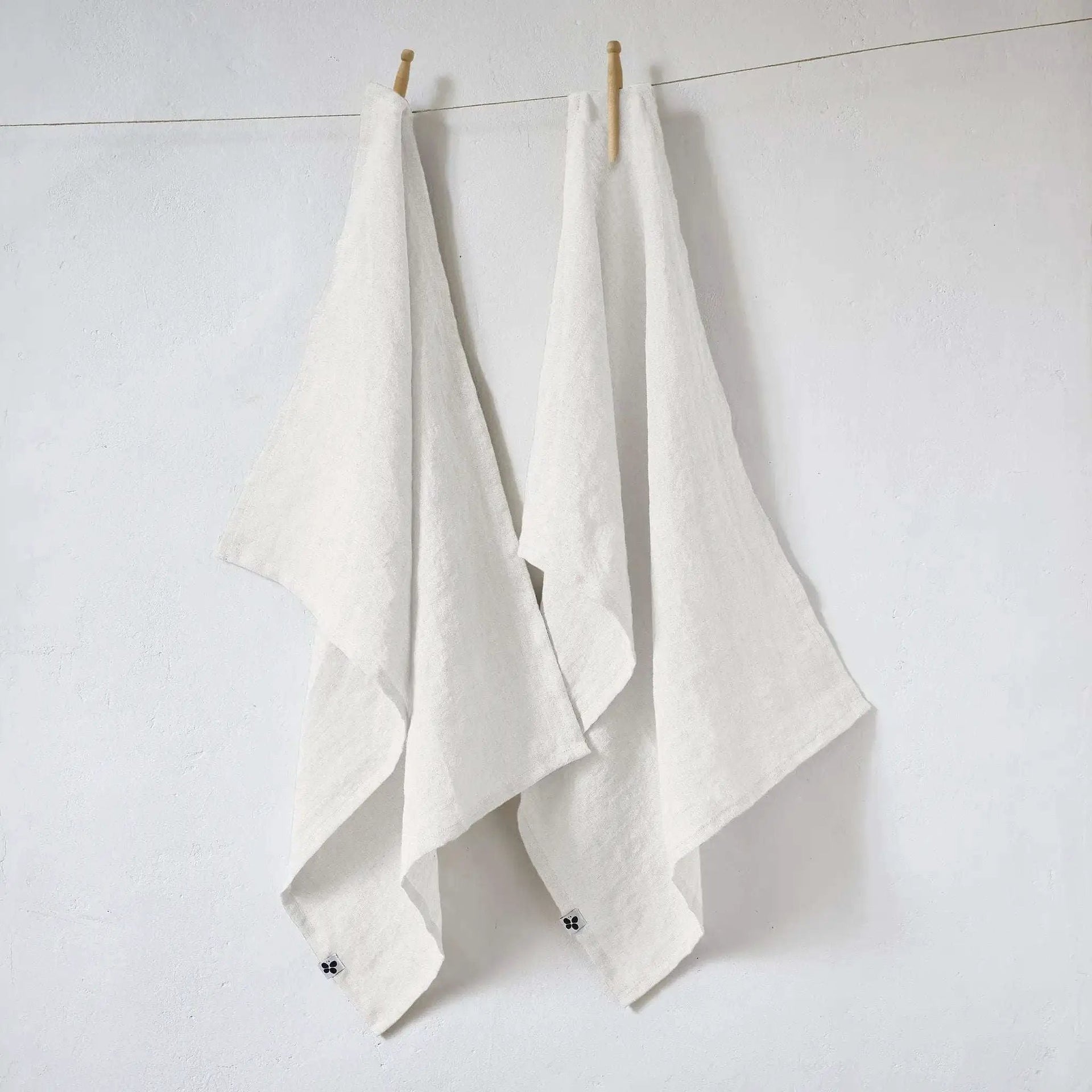 Lot de 2 Torchons Lin lavé 50 x 70 cm SOLINE Craie by L'effet papillon