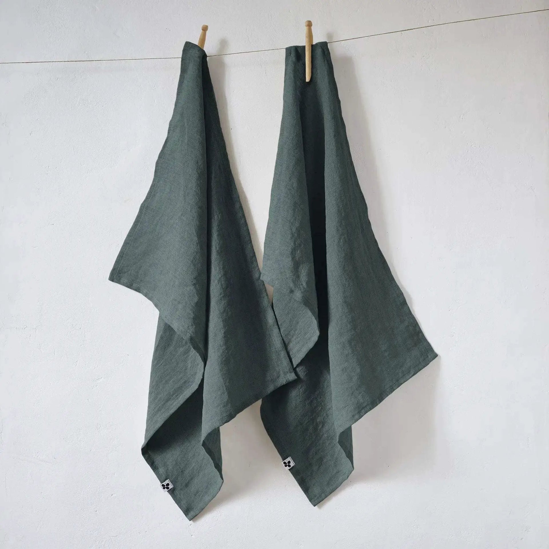 Lot de 2 Torchons Lin lavé 50 x 70 cm SOLINE Ardoise by L'effet papillon