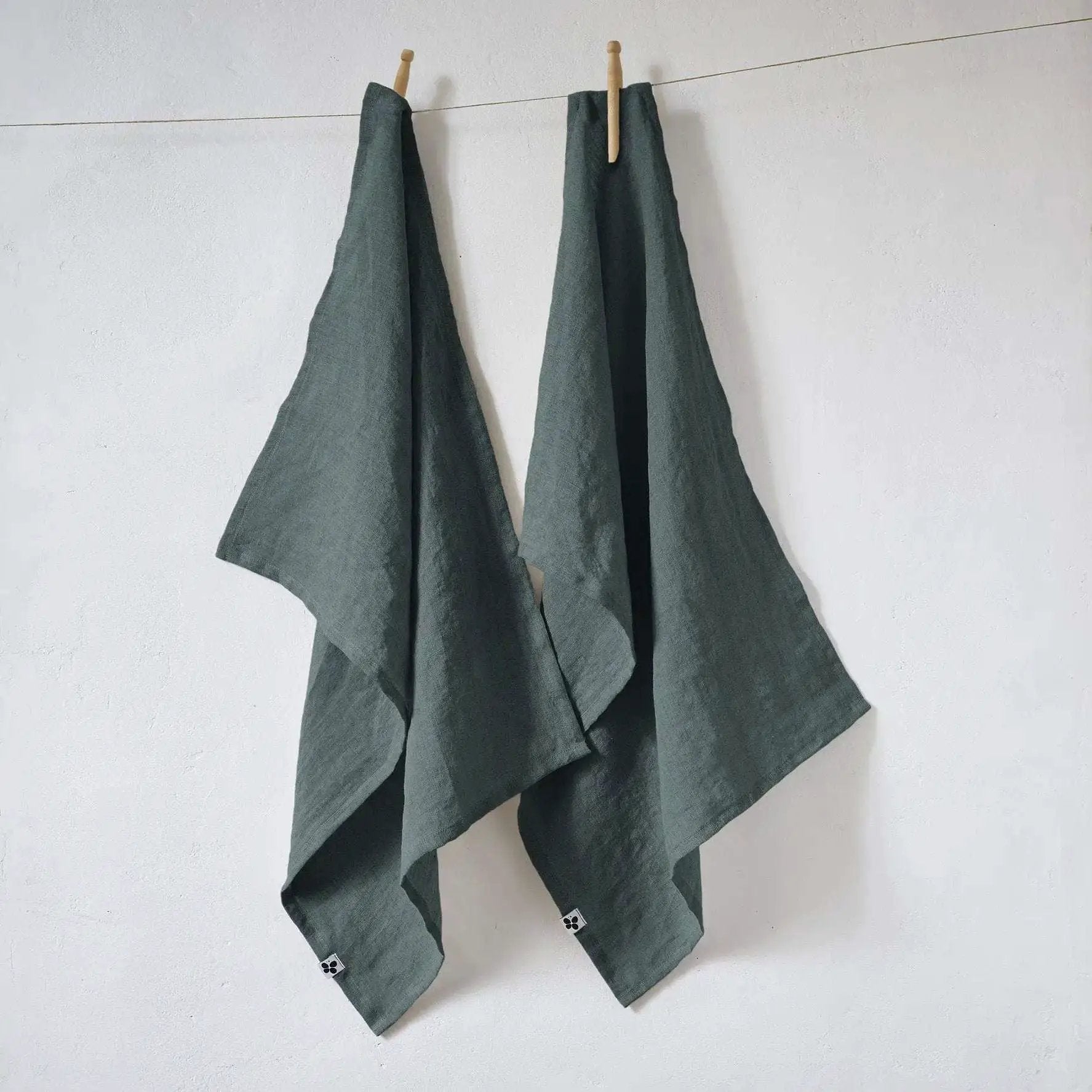 Lot de 2 Torchons Lin lavé 50 x 70 cm SOLINE Ardoise by L'effet papillon