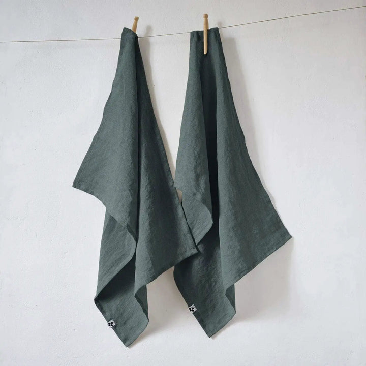 Lot de 2 Torchons Lin lavé 50 x 70 cm SOLINE Ardoise by L'effet papillon