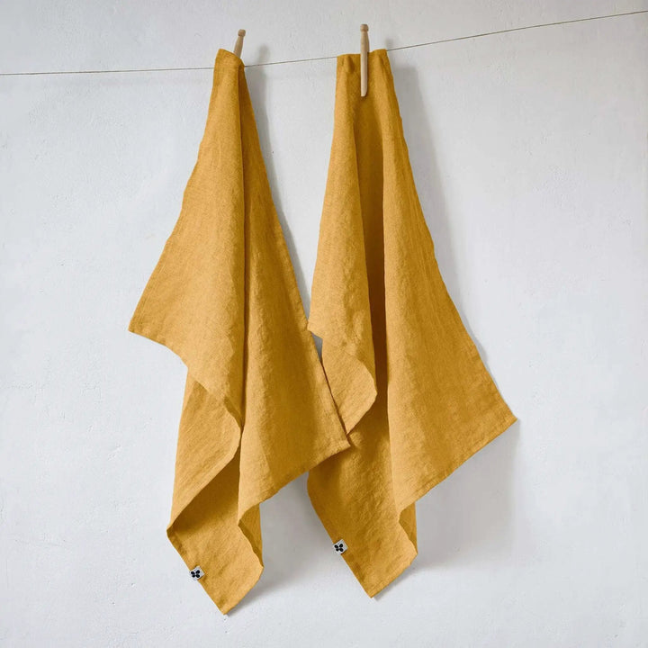 Lot de 2 Torchons Lin lavé 50 x 70 cm SOLINE Miel by L'effet papillon