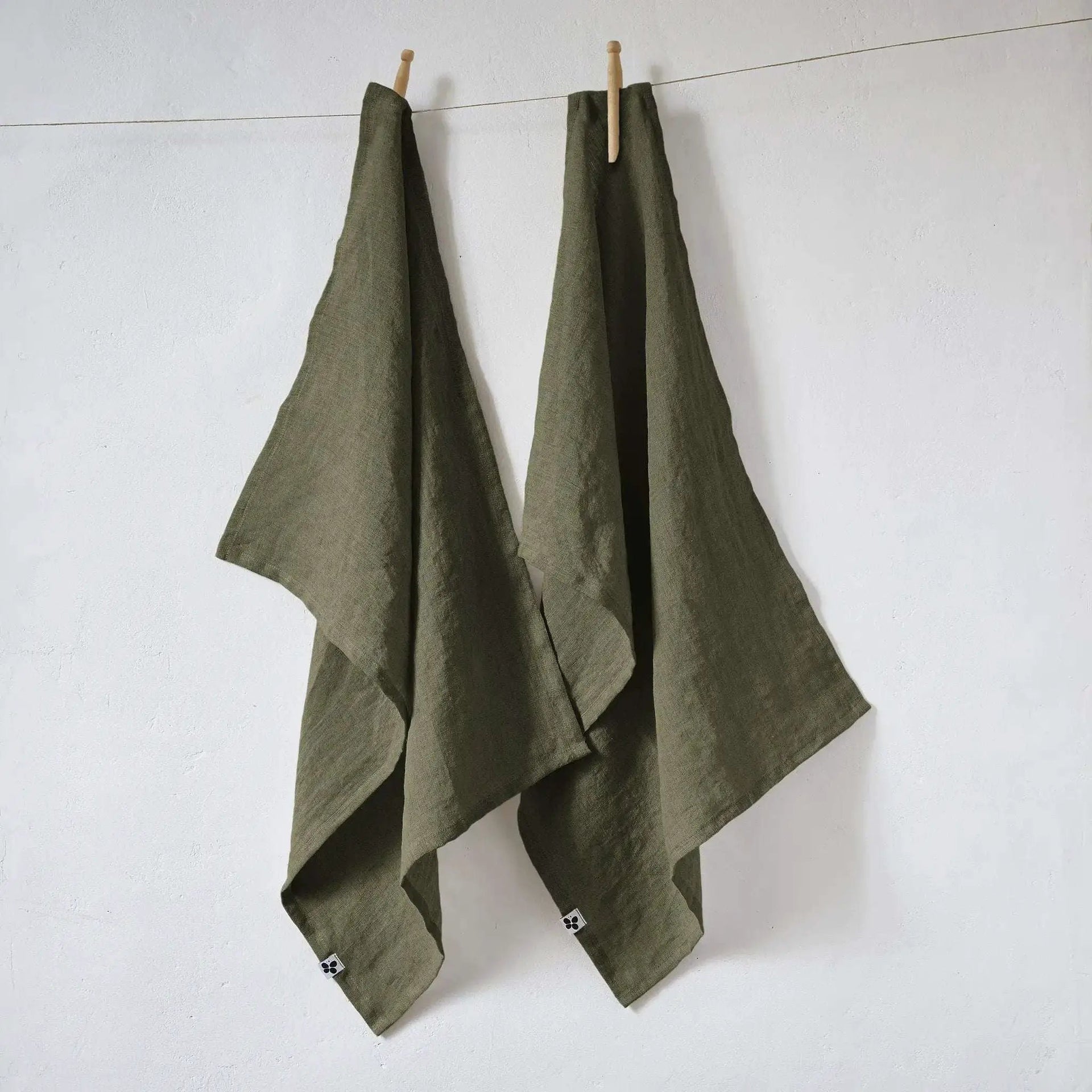 Lot de 2 Torchons Lin lavé 50 x 70 cm SOLINE Thym by L'effet papillon