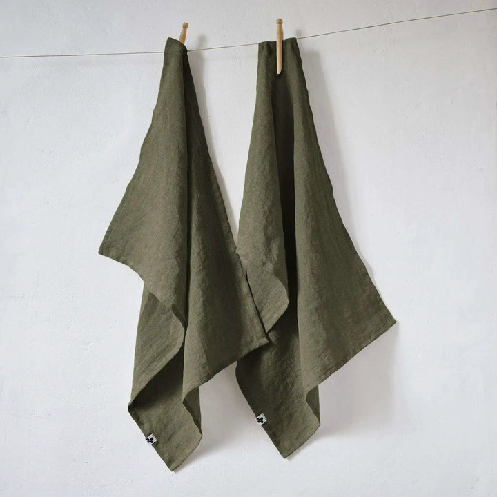 Lot de 2 Torchons Lin lavé 50 x 70 cm SOLINE Thym by L'effet papillon