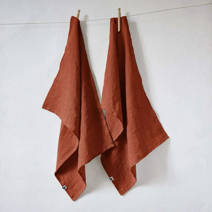 Lot de 2 Torchons Lin lavé 50 x 70 cm SOLINE Paprika by L'effet papillon
