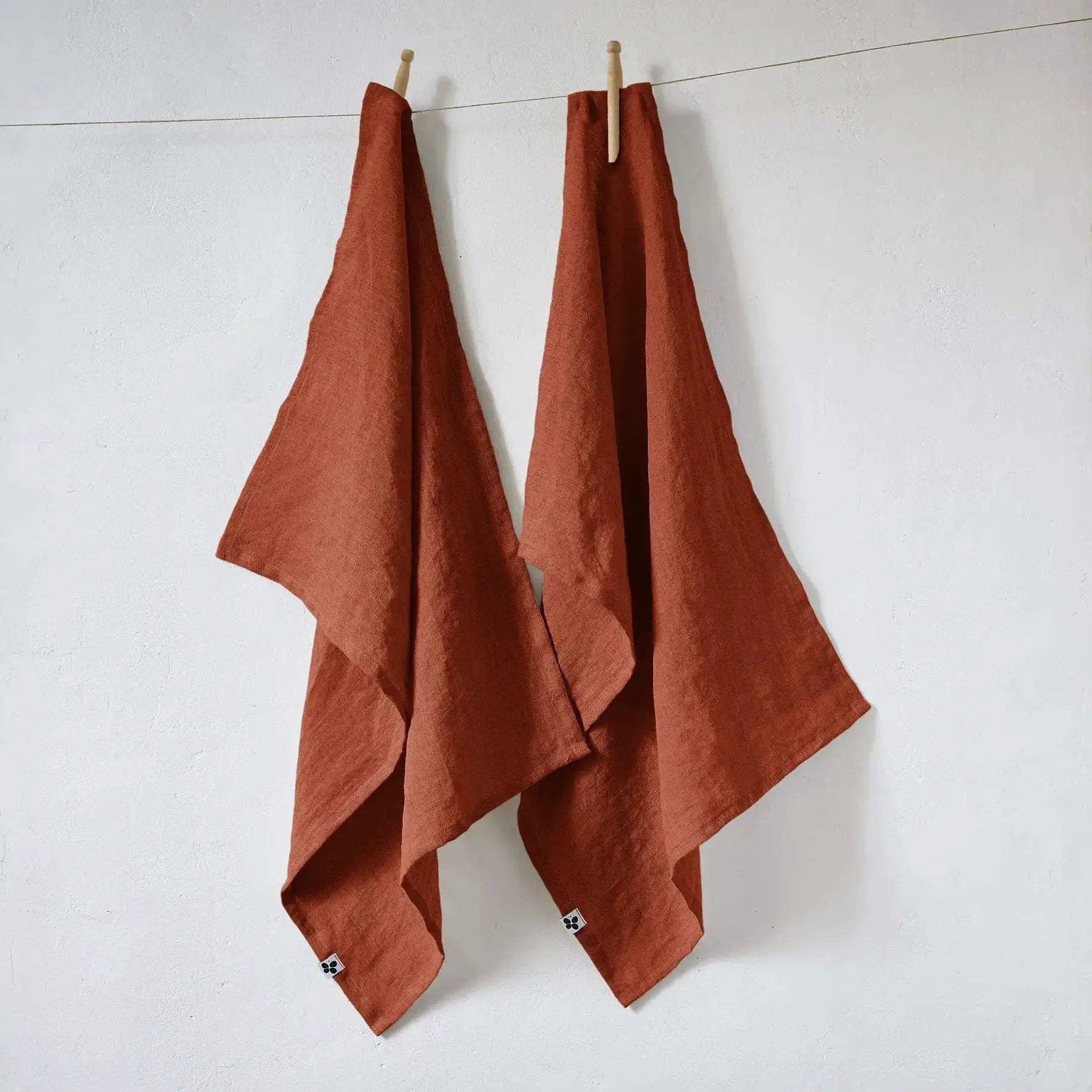 Lot de 2 Torchons Lin lavé 50 x 70 cm SOLINE Paprika by L'effet papillon