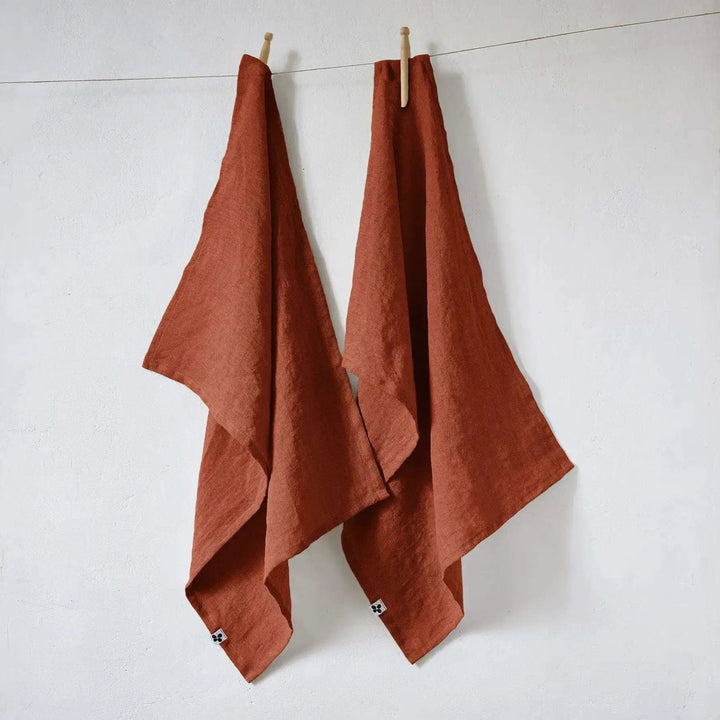 Lot de 2 Torchons Lin lavé 50 x 70 cm SOLINE Paprika by L'effet papillon