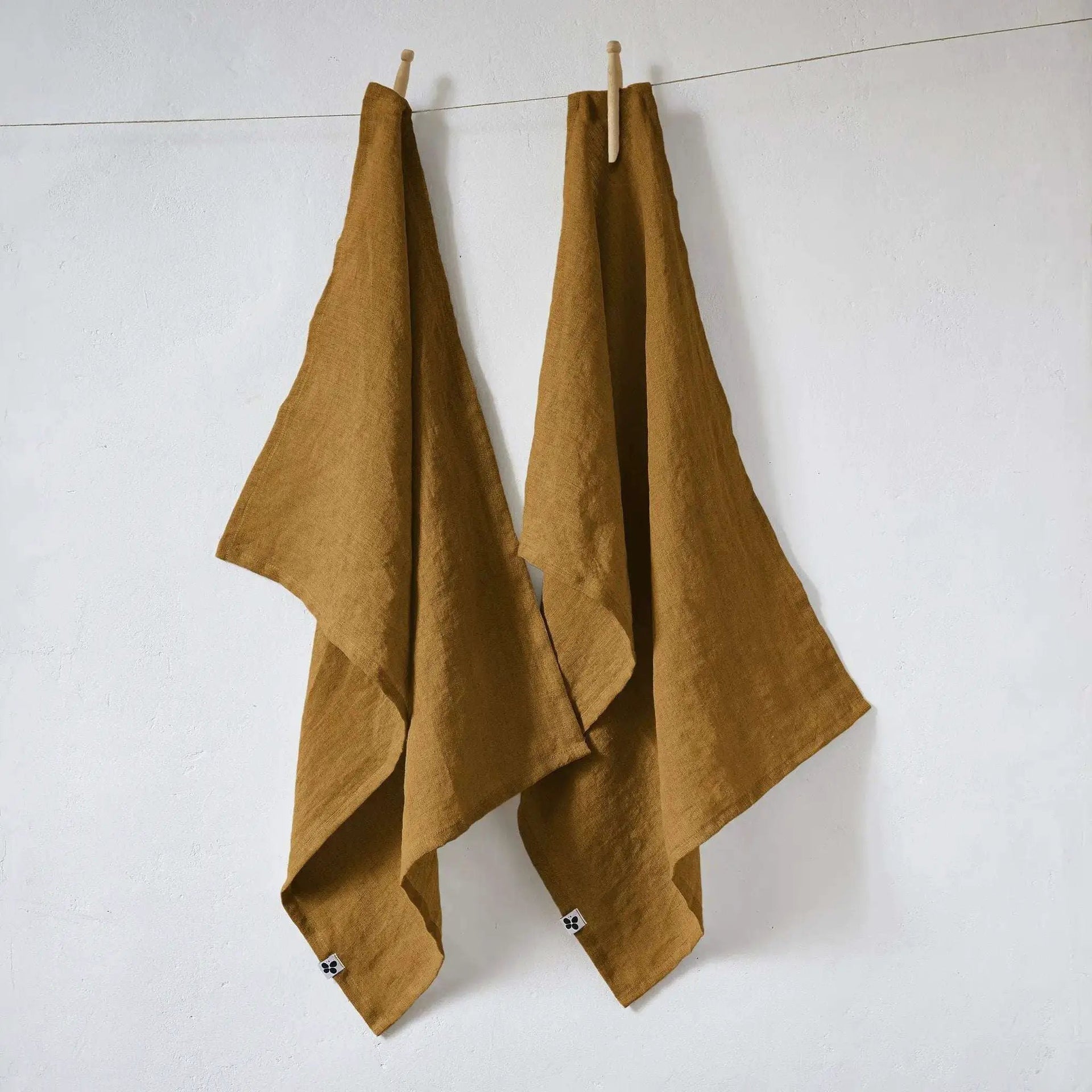 Lot de 2 Torchons Lin lavé 50 x 70 cm SOLINE Caramel by L'effet papillon