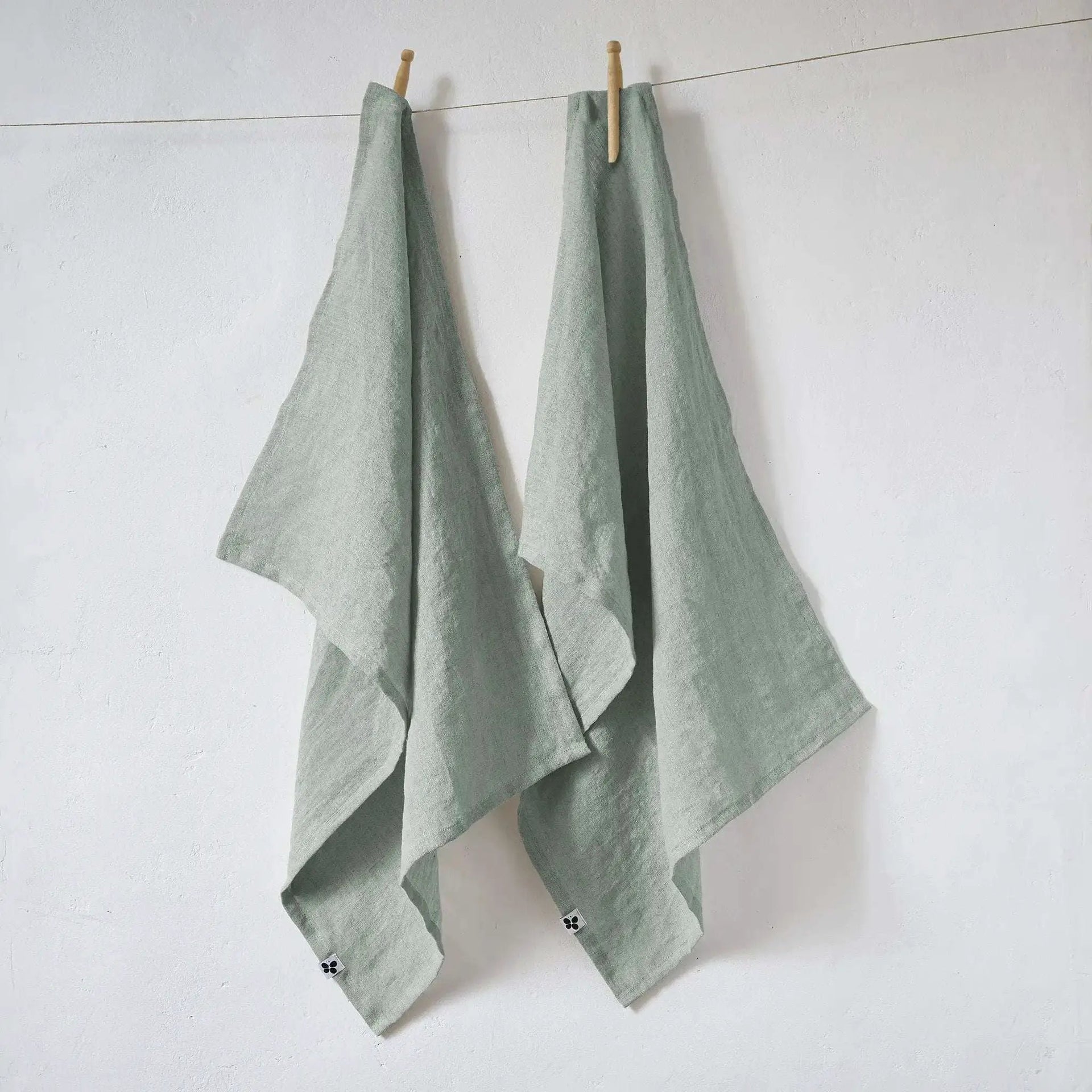 Lot de 2 Torchons Lin lavé 50 x 70 cm SOLINE Eucalyptus by L'effet papillon
