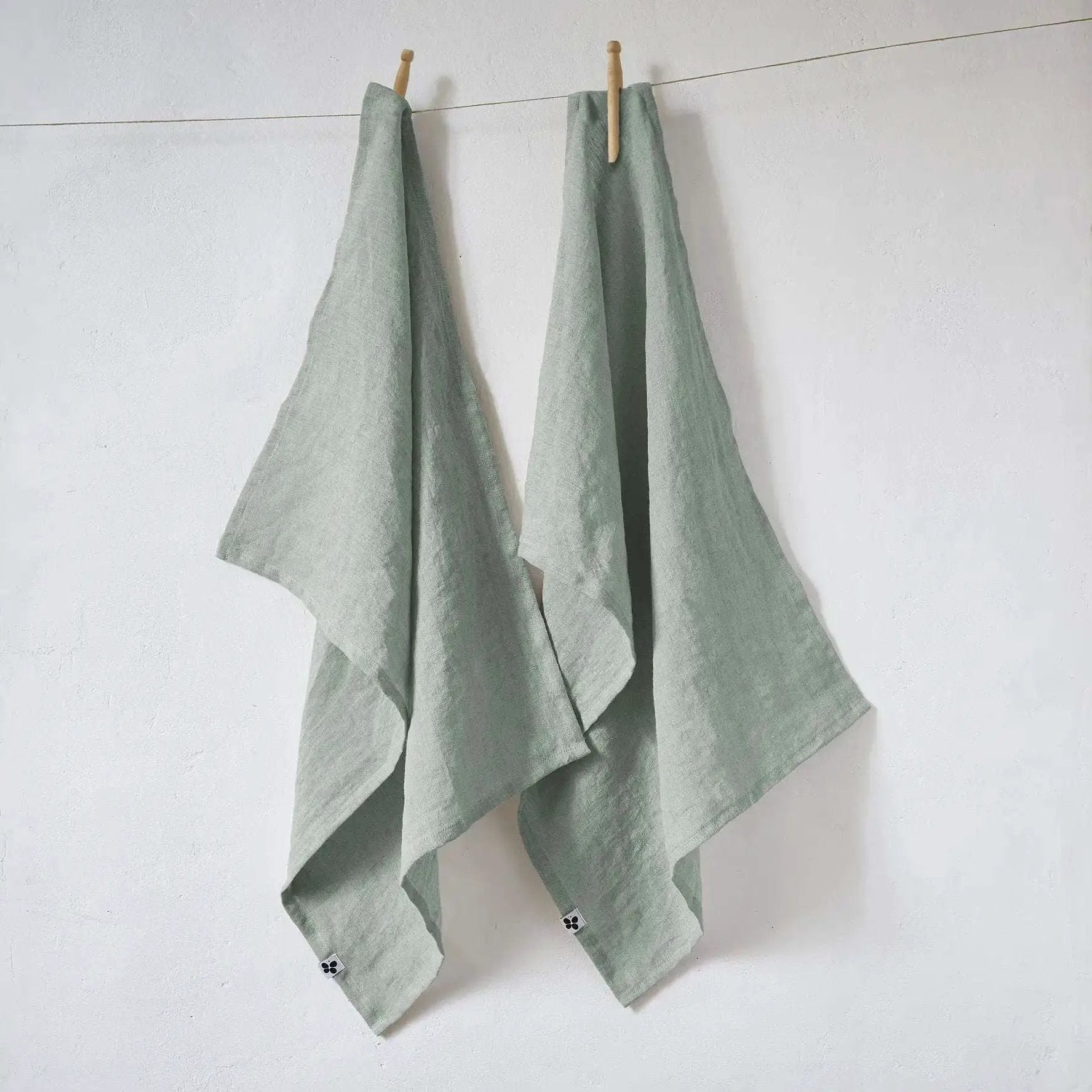 Lot de 2 Torchons Lin lavé 50 x 70 cm SOLINE Eucalyptus by L'effet papillon