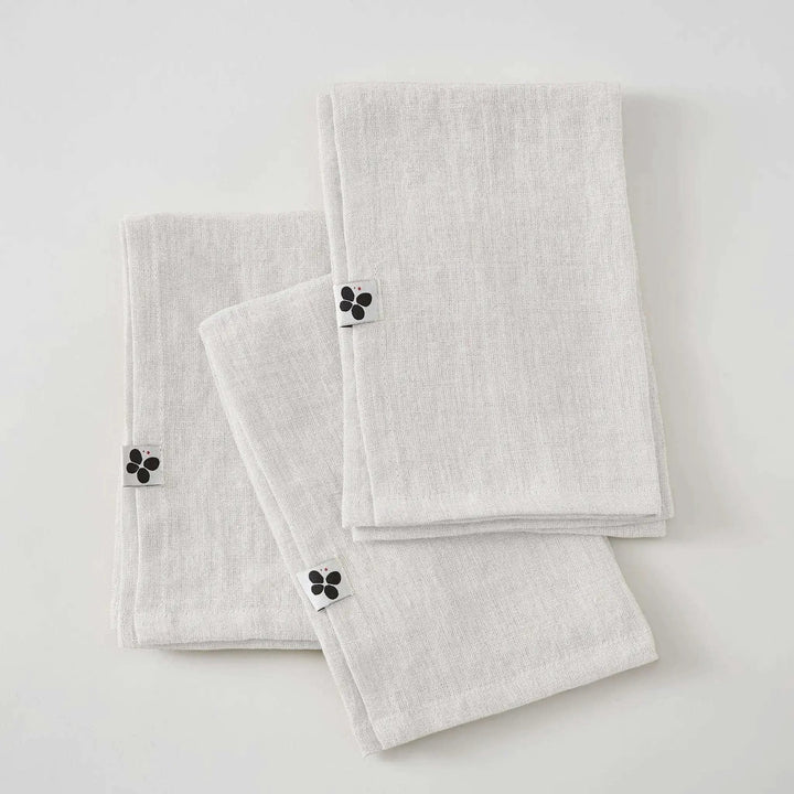 Lot de 3 serviettes Lin lavé 40 x 40 cm SOLINE Craie by L'effet papillon