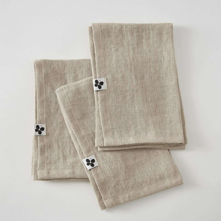 Lot de 3 serviettes Lin lavé 40 x 40 cm SOLINE Sable by L'effet papillon