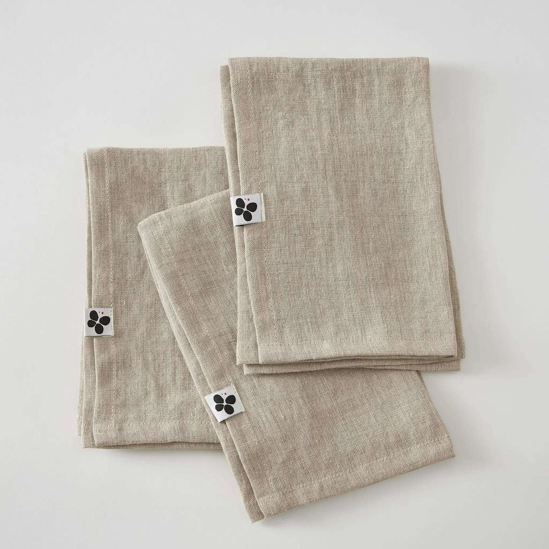 Lot de 3 serviettes Lin lavé 40 x 40 cm SOLINE Sable by L'effet papillon