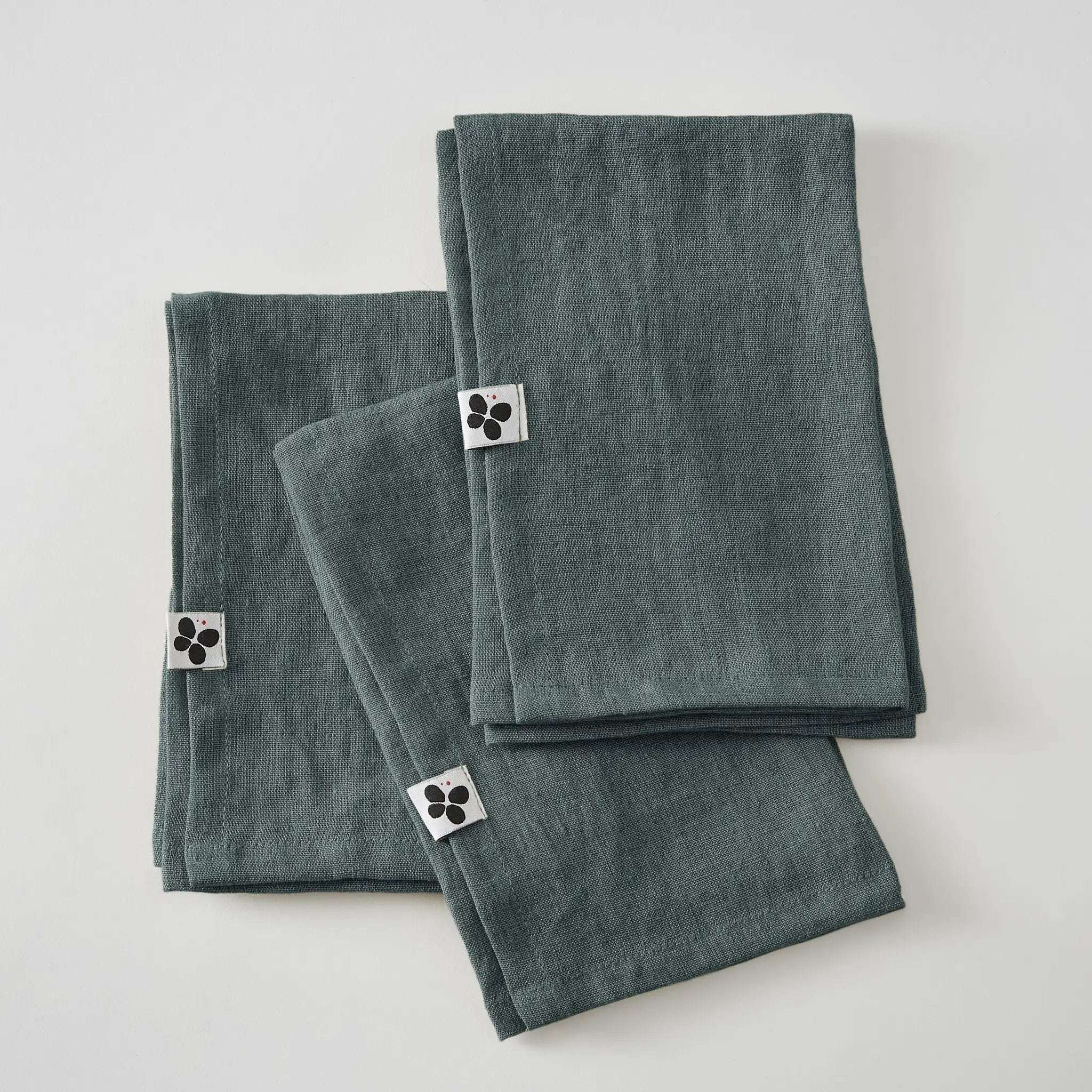 Lot de 3 serviettes Lin lavé 40 x 40 cm SOLINE Ardoise by L'effet papillon