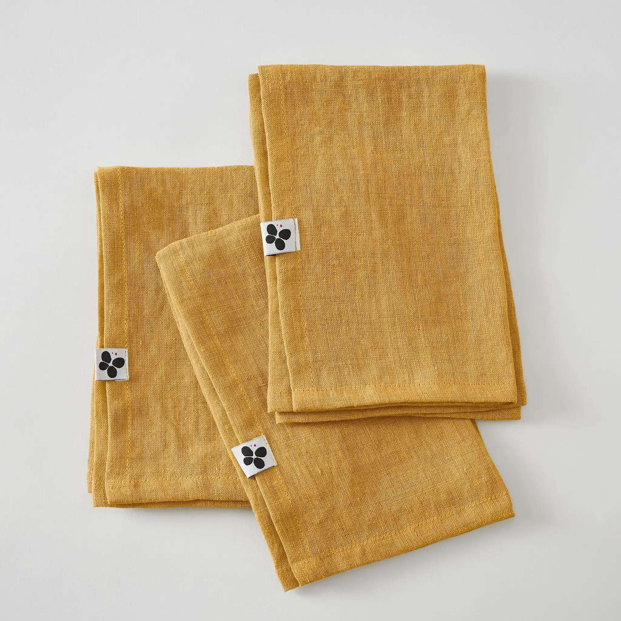 Lot de 3 serviettes Lin lavé 40 x 40 cm SOLINE Miel by L'effet papillon