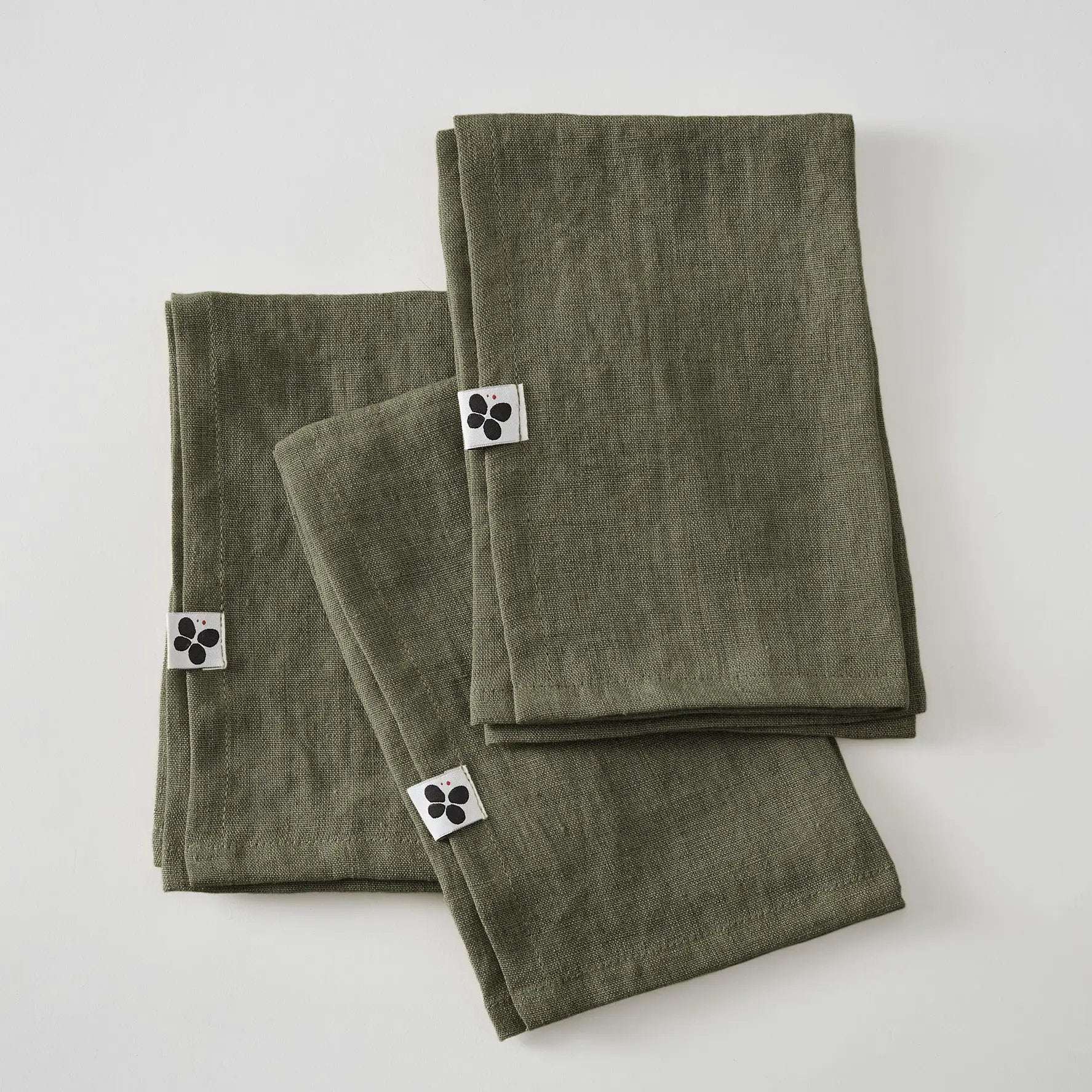 Lot de 3 serviettes Lin lavé 40 x 40 cm SOLINE Thym by L'effet papillon