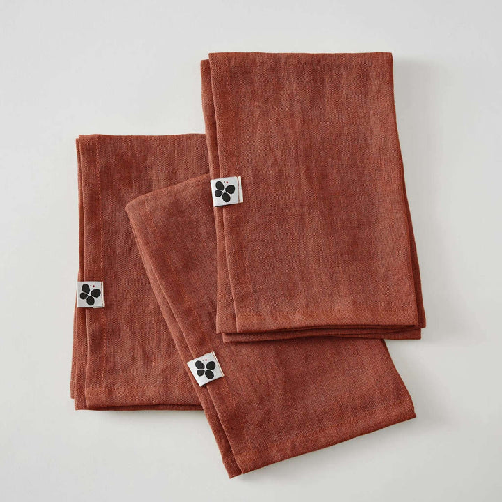 Lot de 3 serviettes Lin lavé 40 x 40 cm SOLINE Paprika by L'effet papillon