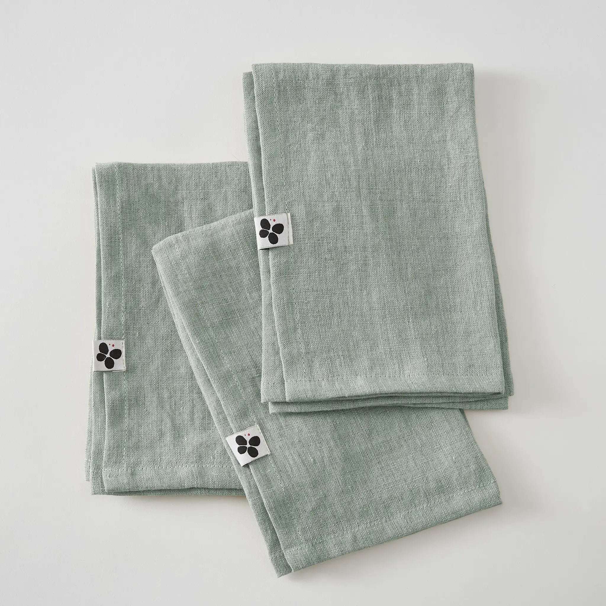 Lot de 3 serviettes Lin lavé 40 x 40 cm SOLINE Eucalyptus by L'effet papillon