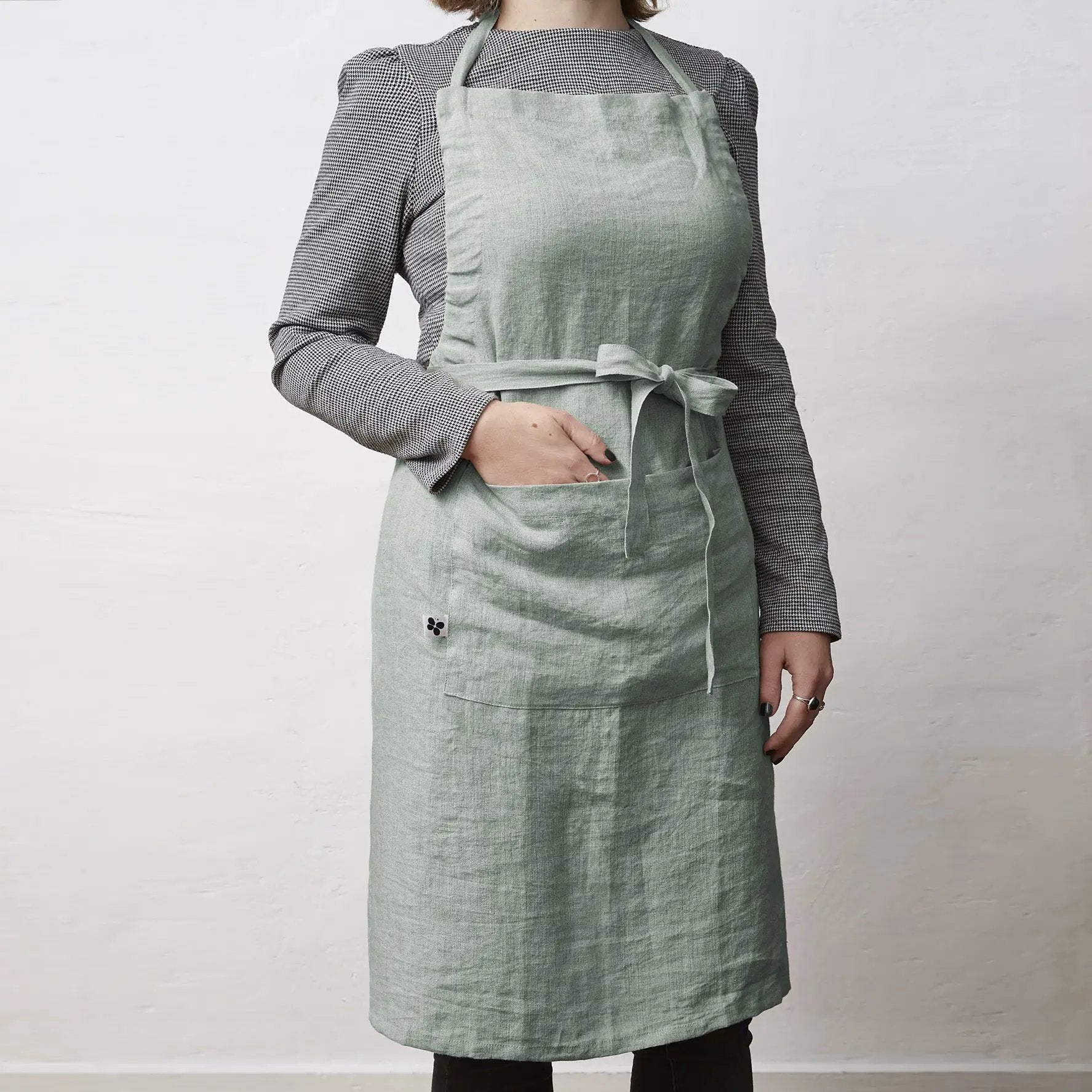 Tablier ajustable lin lavé 70 x 85 cm SOLINE Eucalyptus by L'effet papillon