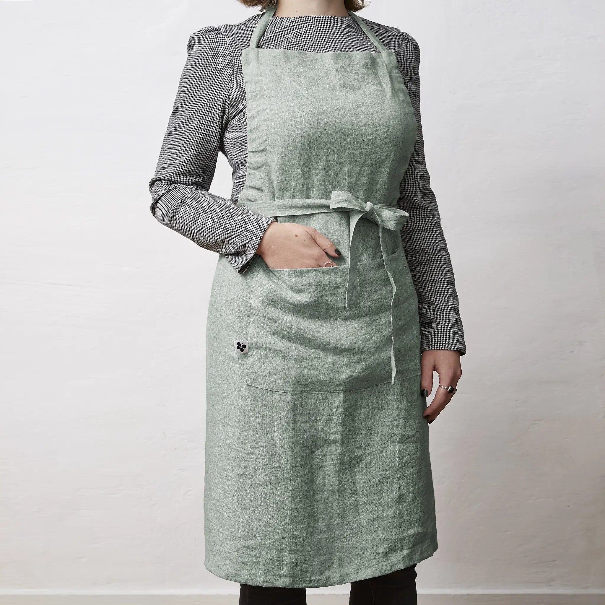 Tablier ajustable lin lavé 70 x 85 cm SOLINE Eucalyptus by L'effet papillon