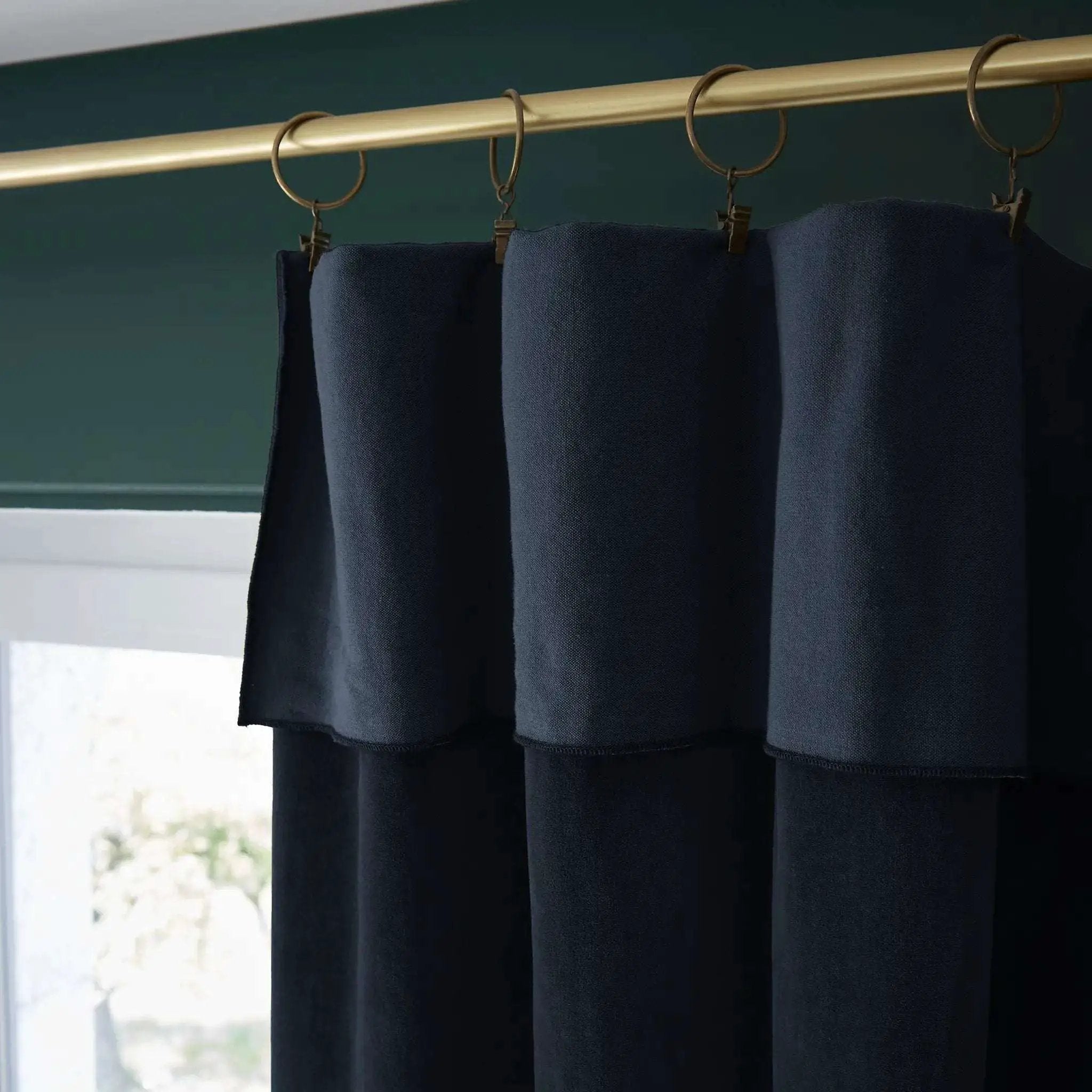 Rideau ajustable + 8 anneaux pince 140 x 270 cm Velours de coton CÉSAR Minuit by L'effet papillon