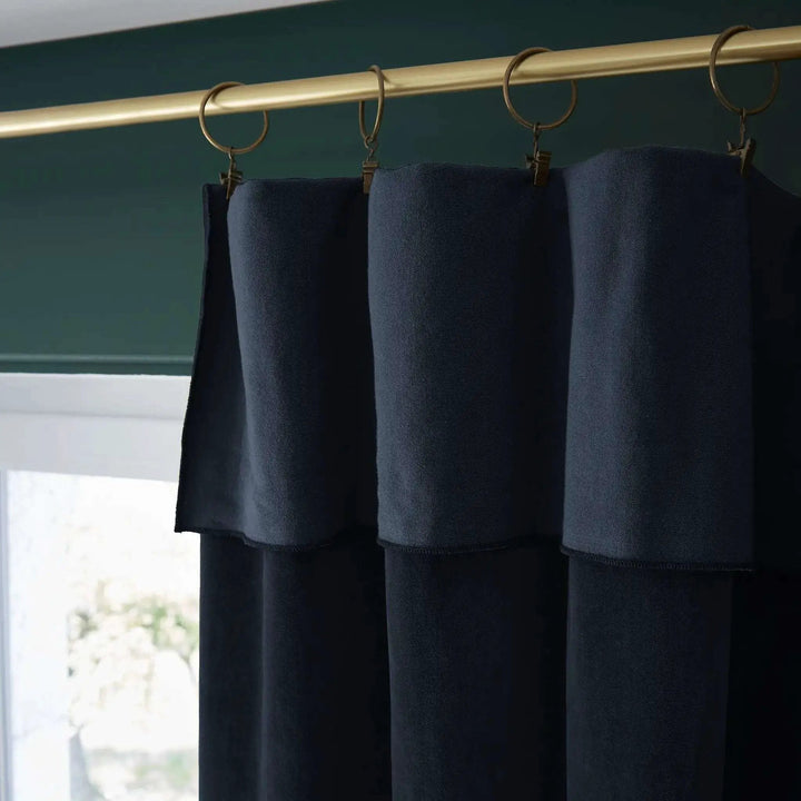 Rideau ajustable + 8 anneaux pince 140 x 270 cm Velours de coton CÉSAR Minuit by L'effet papillon