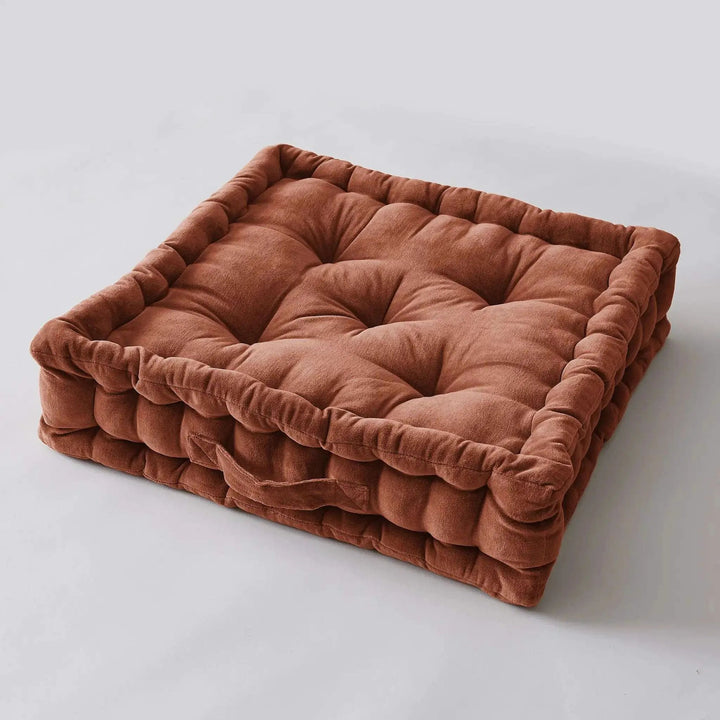 Coussin de sol 50 x 50 x 10 cm Velours de coton CÉSAR Terracotta by L'effet papillon
