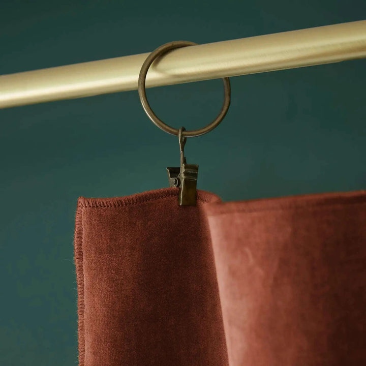Rideau ajustable + 8 anneaux pince 140 x 270 cm Velours de coton CÉSAR Terracotta by L'effet papillon
