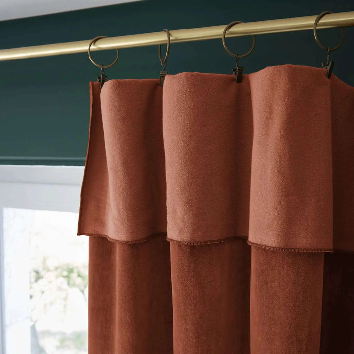 Rideau ajustable + 8 anneaux pince 140 x 270 cm Velours de coton CÉSAR Terracotta by L'effet papillon