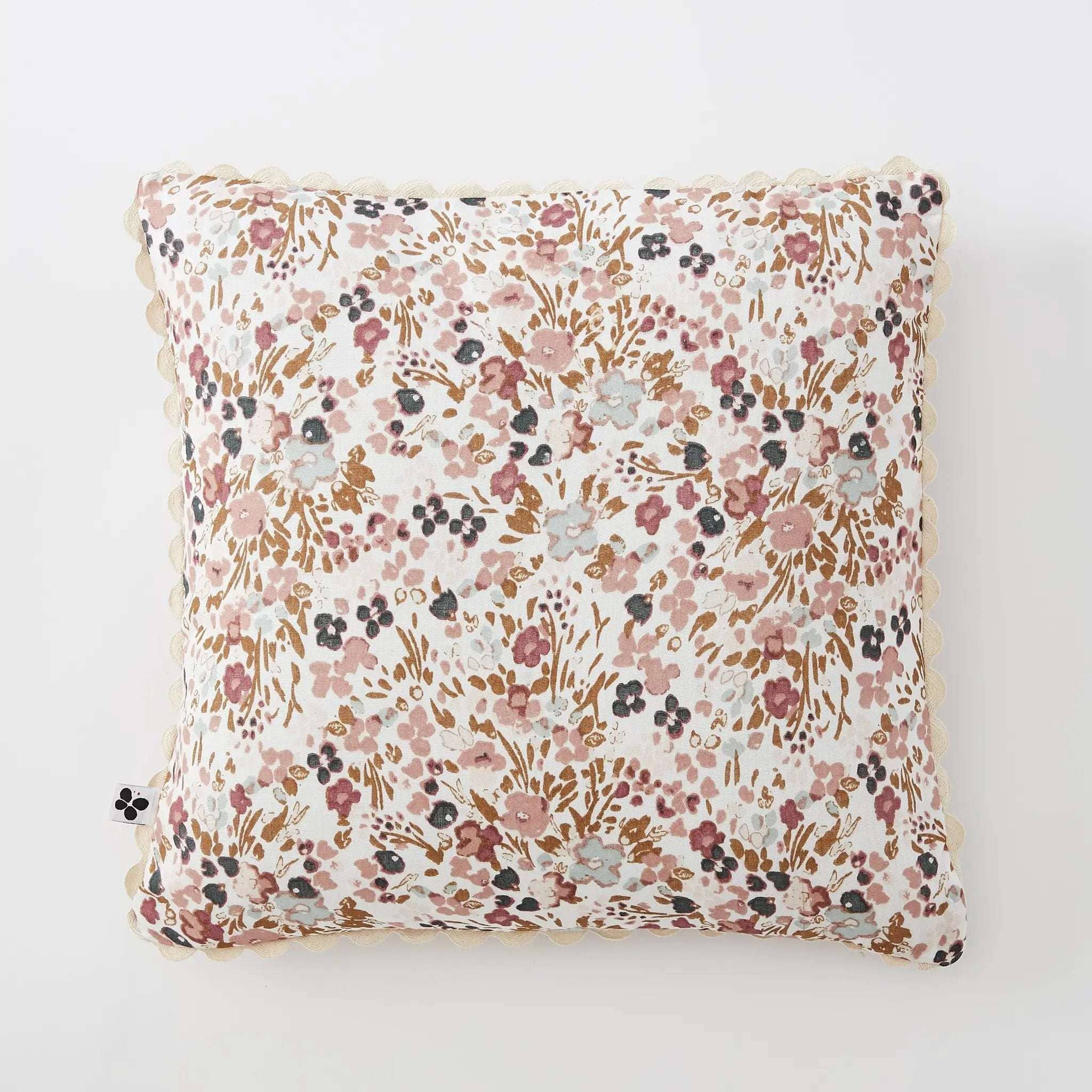 Coussin déhoussable avec croquet 40 x 40 cm Gaze de coton imprimée CAPUCINE Pampa by L'effet papillon