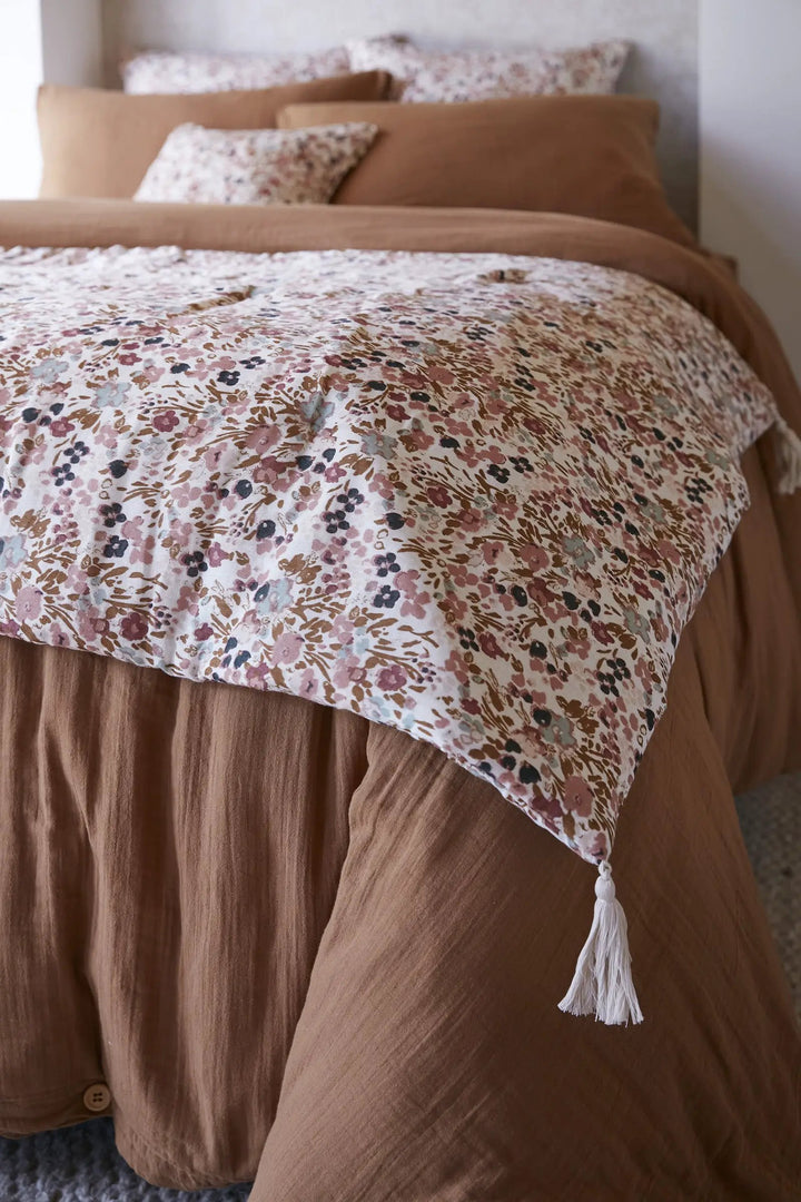 Bout de lit 90 x 200 cm Gaze de coton imprimée CAPUCINE Pampa by L'effet papillon