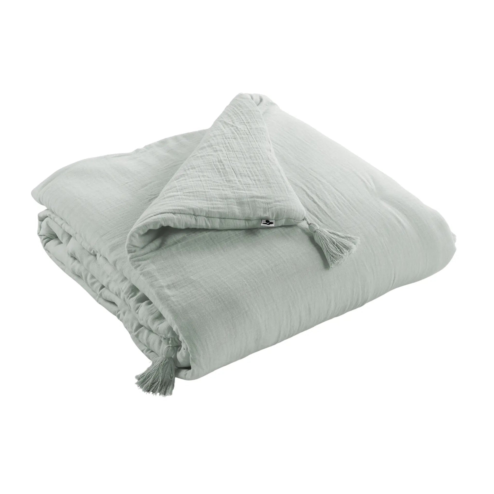Bout de lit 90 x 200 cm Gaze de coton unie GAÏA Eucalyptus by L'effet papillon