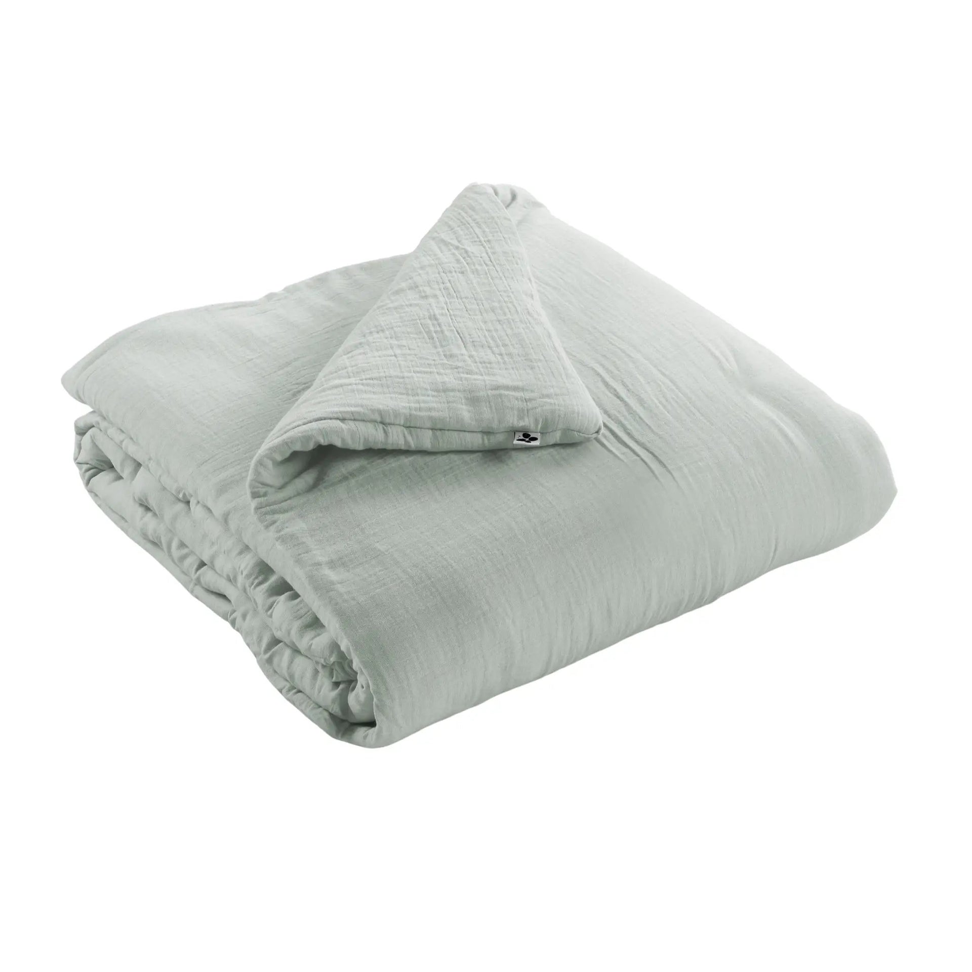 Edredon 150 x 150 cm Gaze de coton unie GAÏA Eucalyptus by L'effet papillon