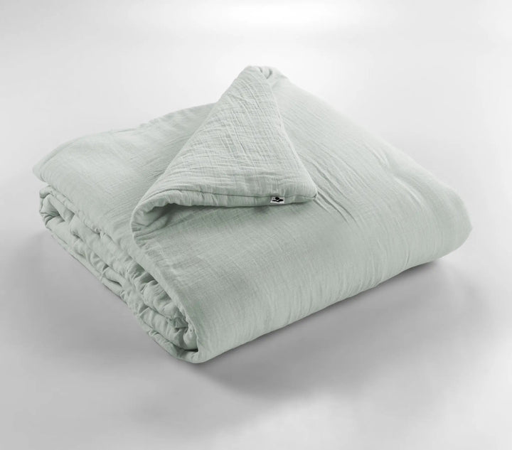 Edredon 150 x 150 cm Gaze de coton unie GAÏA Eucalyptus by L'effet papillon