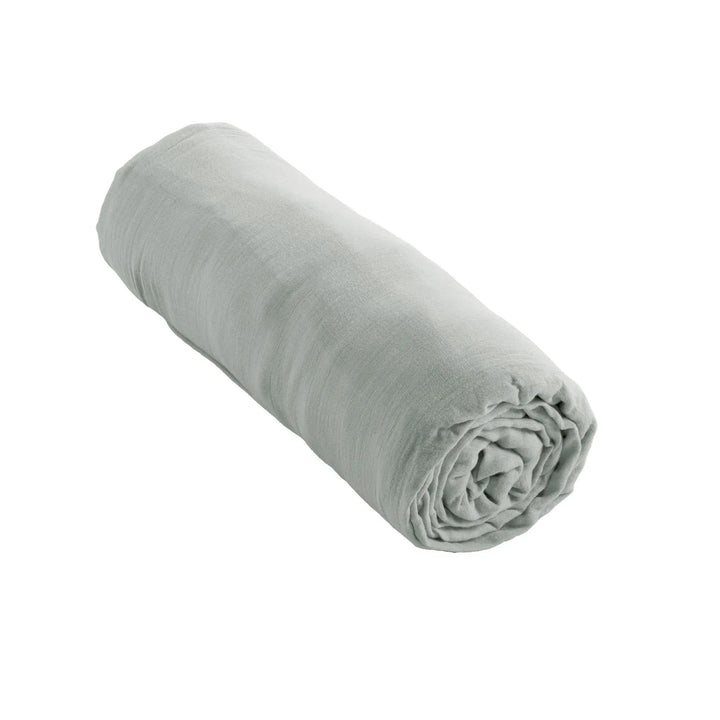 Drap housse 160 x 200 cm Gaze de coton unie GAÏA Eucalyptus by L'effet papillon