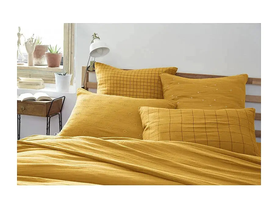 Drap plat 270 x 300 cm Gaze de coton unie GAÏA Safran by L'effet papillon