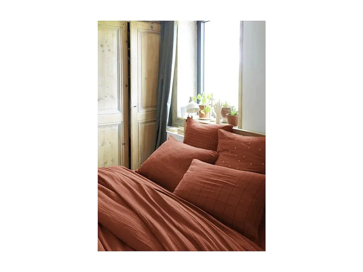 Drap plat 240 x 300 cm Gaze de coton unie GAÏA Terracotta by L'effet papillon