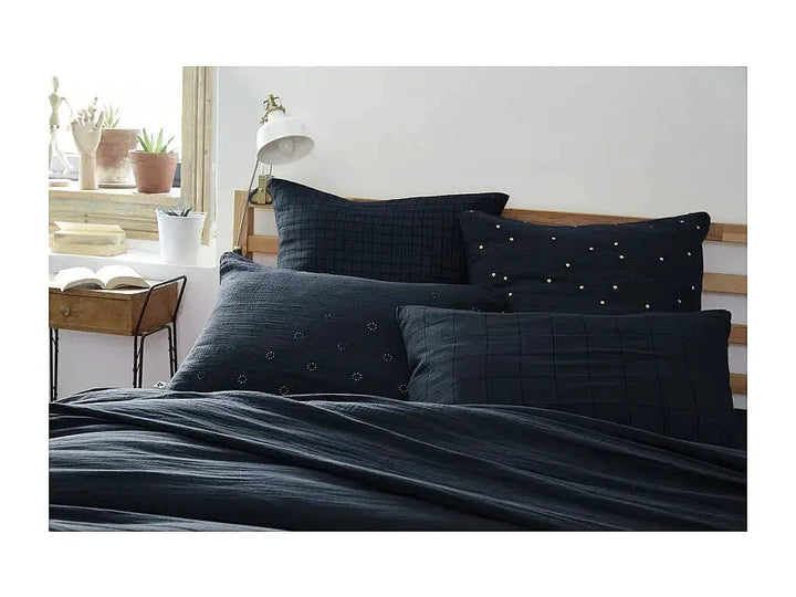 Drap plat 240 x 300 cm Gaze de coton unie GAÏA Minuit by L'effet papillon